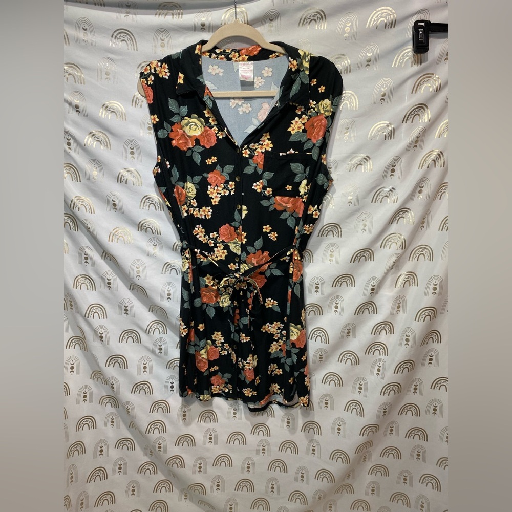 No Boundaries Black Floral Mini Dress